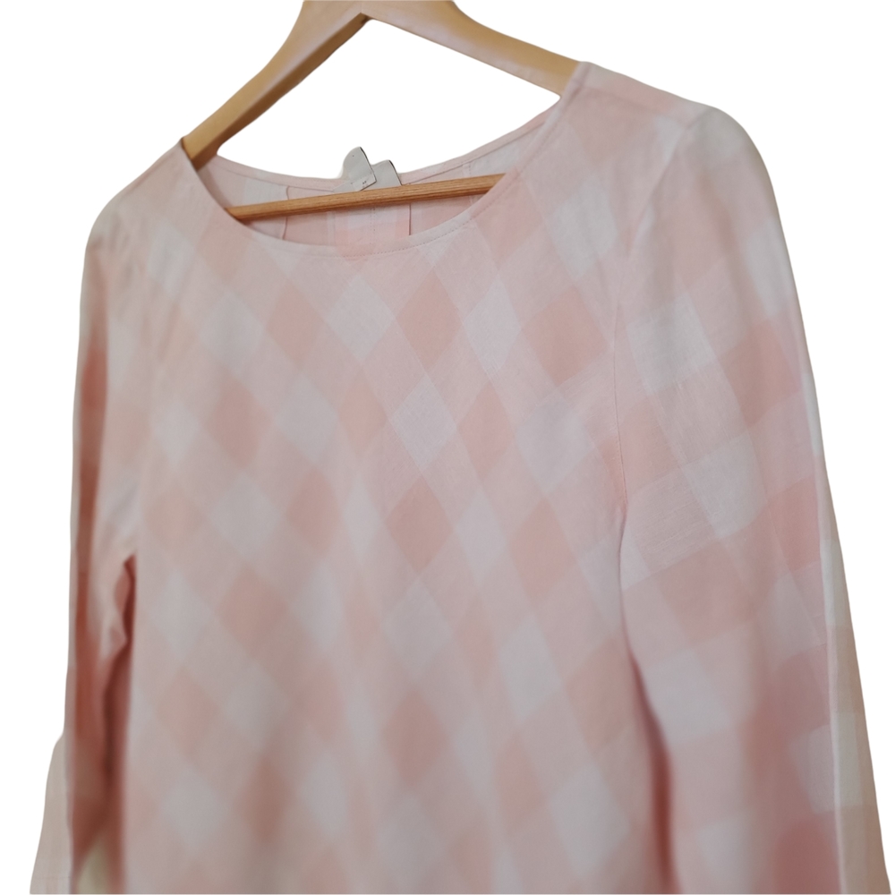 J. Jill Love Linen love linen Pastel Pink Checkerds Popover Tunic Size M - Picture 3 of 8
